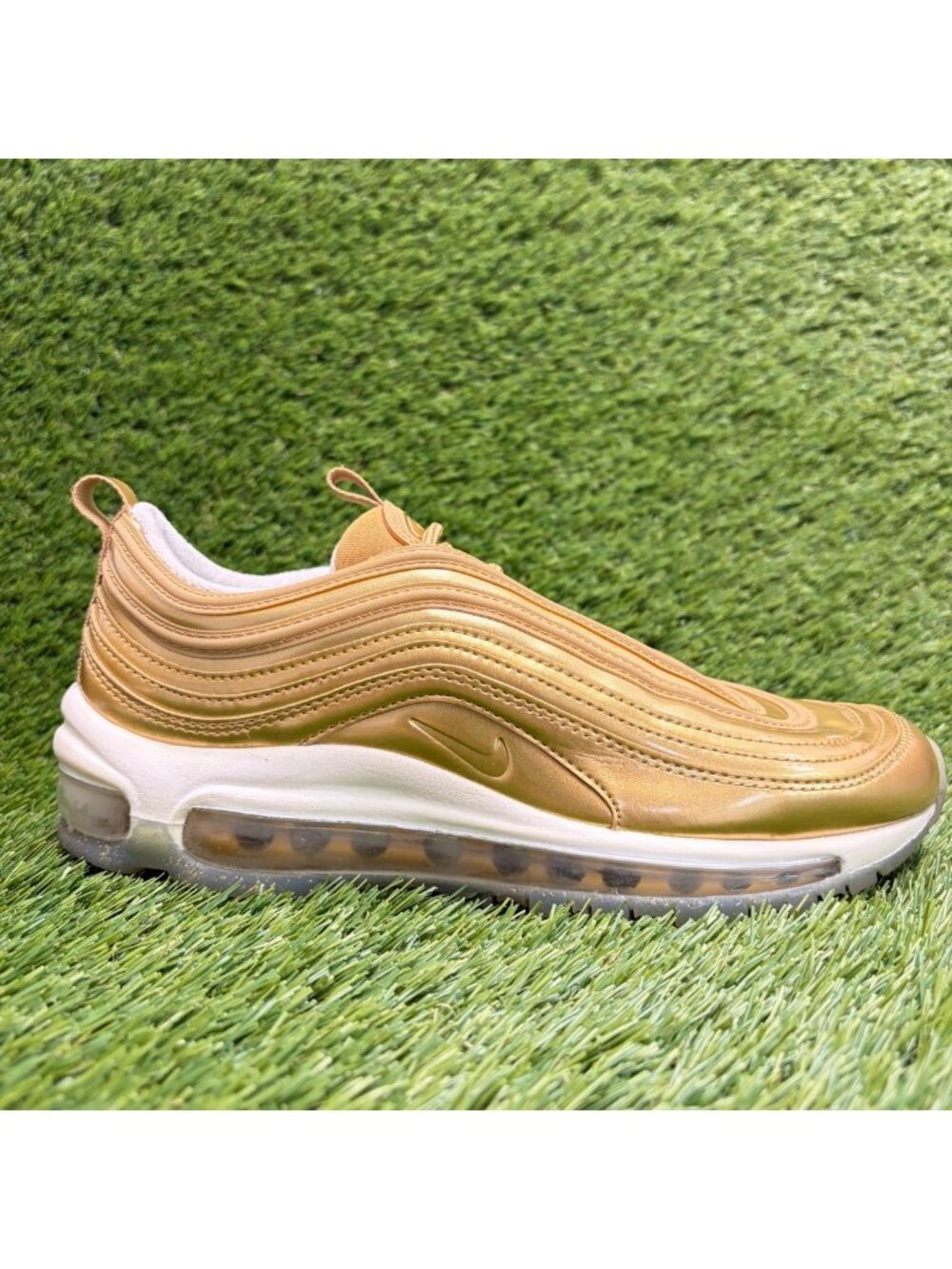 Nike Air Max 97 Womens Size 7.5 Metallic Gold Athletic Leather Shoes Sneakers